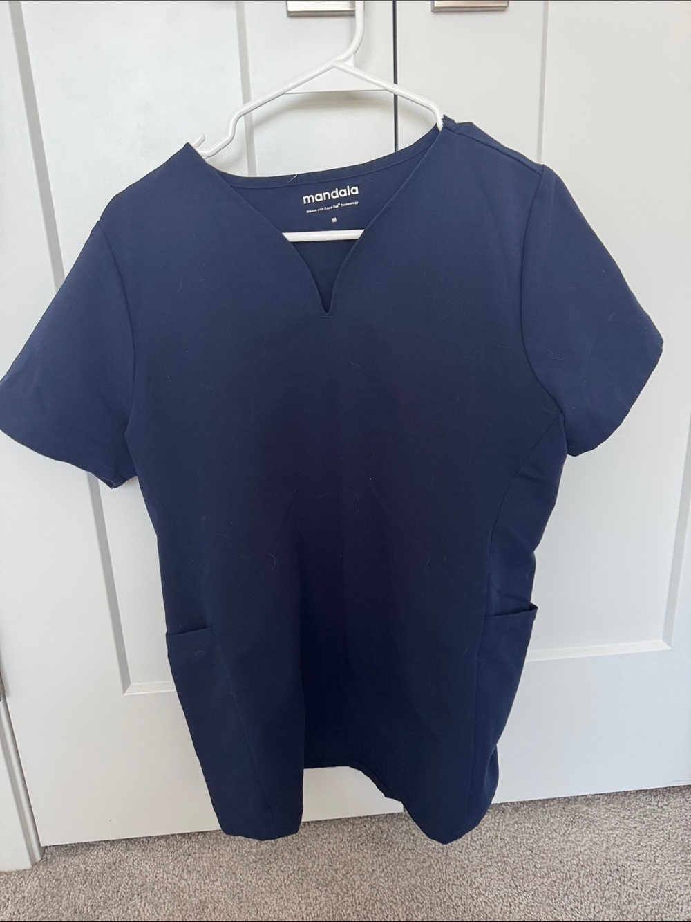Mandala Women's Navy Short Sleeve Scrub Top
